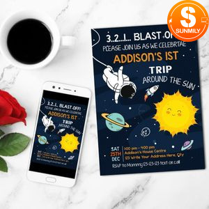 Astronaut Invitation Customizable Template Instant Download