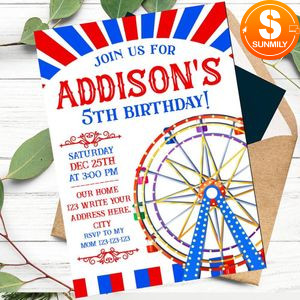 Ferris wheel Invitation Customizable Template Instant Download