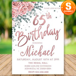 Editable 65th Birthday Surprise Party Invitations Instant Download