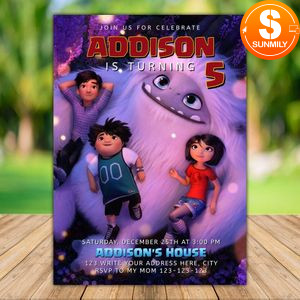 Printable Abominable Birthday Party Invitation Instant Download