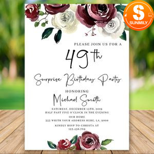 ditable Surprise 49th Women Birthday Invitation Instant Download