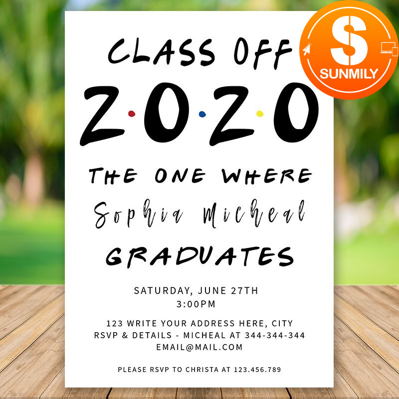 Editable Friends Themed Graduation Invitation Template DIY | Sunmily