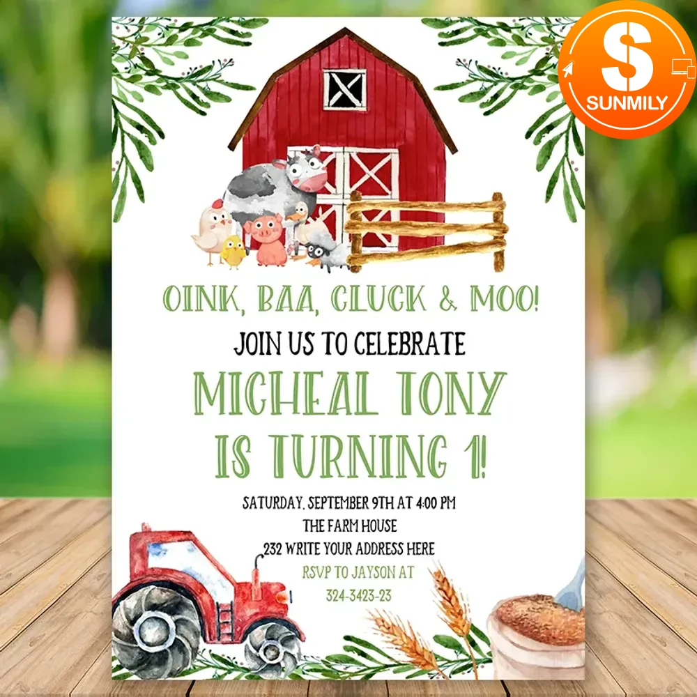 Editable Boy Farm Birthday Invitations Instant Download | Sunmily