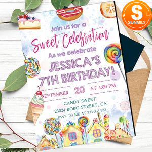 Candy theme Invitation Customizable Template Instant Download