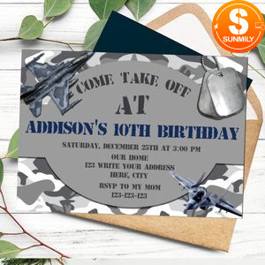 Fighter jet Birthday Invitation Customizable Template Instant Download