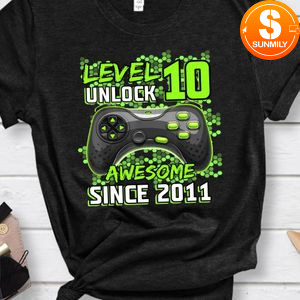 Level 10 Unlocked Awesome 2010 Video Game 10th Birthday T-Shirt