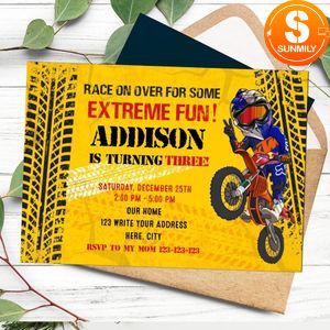 Motocross Invitation Customizable Template Instant Download