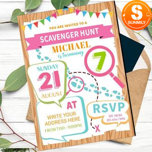 Scavenger Hunt Birthday invitation Customizable Template Instant Download