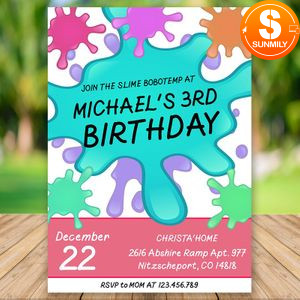 Editable Slime Birthday Invitations Instant Download