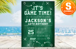 Editable Chalkboard Football Birthday Invitations Instant Download