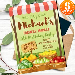 Farmers Market Invitation Customizable Template to print at home Instant Download