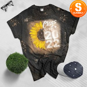 Class of 2022 High School Graduation Senior Sunflower Gift Bleached Shirt