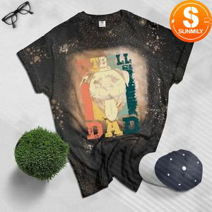 Pitbull Dad Bleached T-Shirt - Mens pitbull Bleached T-shirt