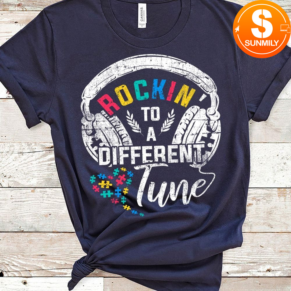 Autism Classic Unisex Shirt Rockin' To A Different Tune Headphones Tee Classic Unisex Shirt Gift