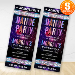 Ticket Dance Party Invitation Printable Instant Download