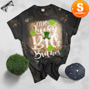 One Lucky Big Brother St. Patricks Day Pregnancy Bleached Shirt