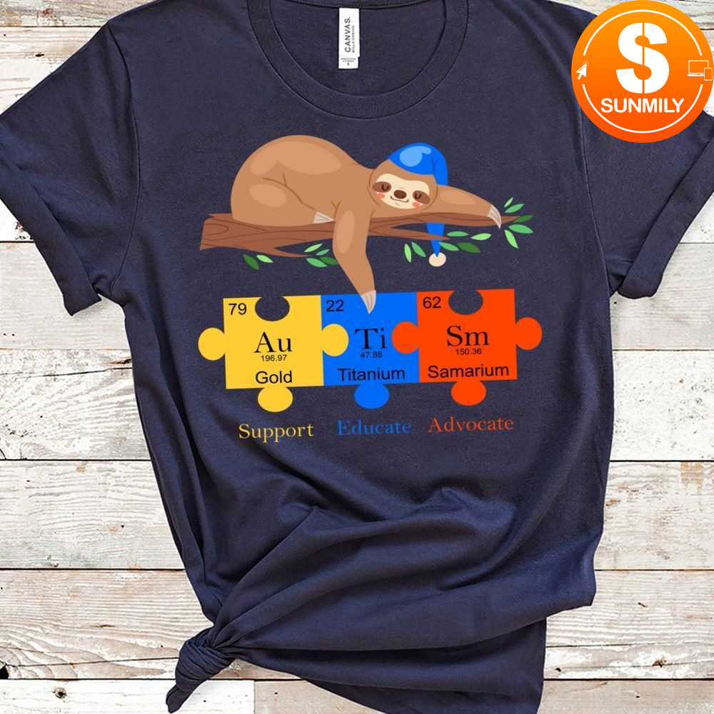 Otter sloth Support Educate Advocate Autism Awareness Classic Unisex Shirt