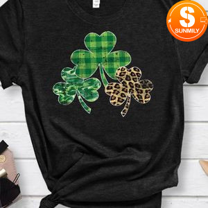 Plaid Shamrock Leopard Camouflage Fun St Patricks Day Shirt