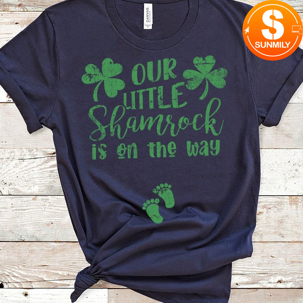 Little Shamrock St Patricks Day Pregnancy Announcement Classic Unisex Shirt