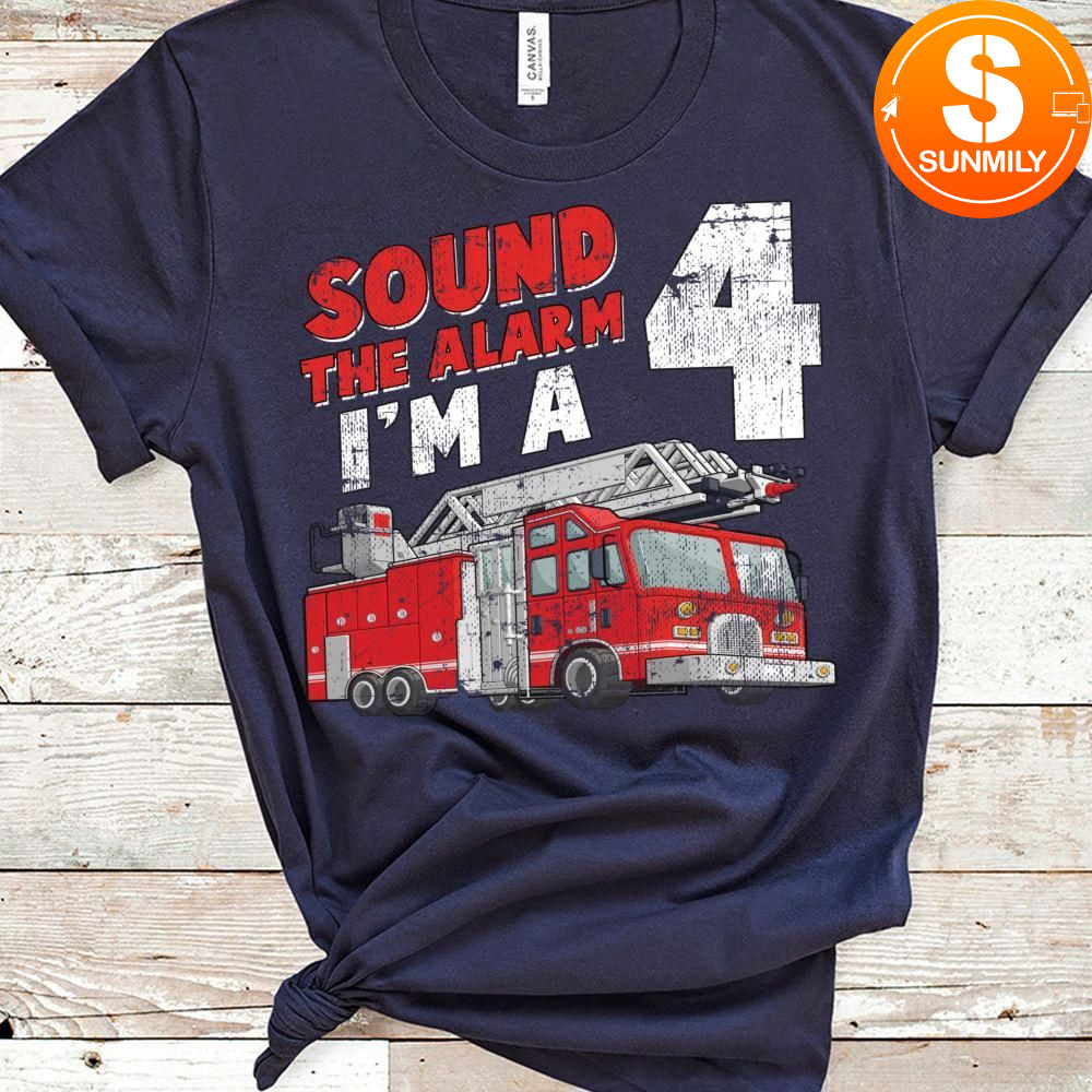 Fire Truck 4th Birthday Boy Classic Unisex Shirt