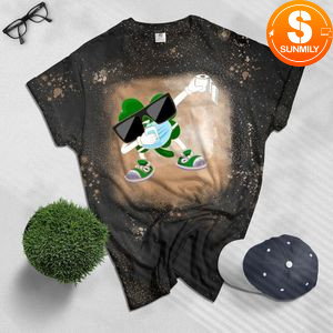 Dabbing Shamrock In A Mask St Patrick's Day Dab Bleached Shirt
