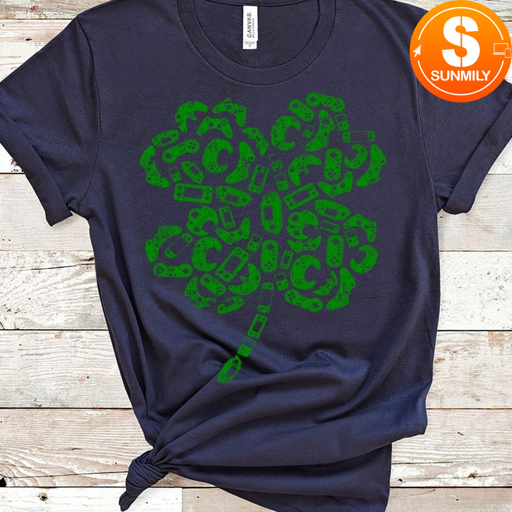 Boys Gamer Gift Game Shamrock St Patricks Day Irish Men Kids Classic Unisex Shirt