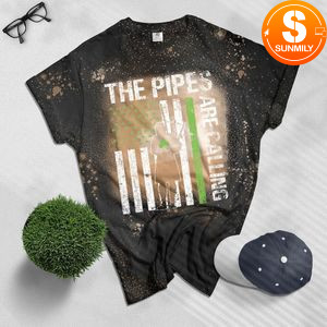 The Pipes Are Calling St Patricks Day Gift Irish Bagpipe Bleached Shirt