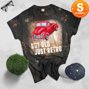 Not Old Just Retro Fun Vintage Red Pick Up Truck Bleached T-Shirt