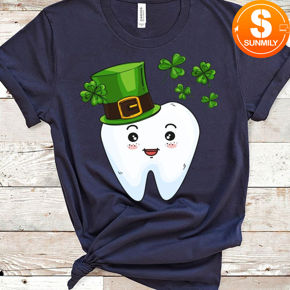 Cute Tooth With Hat Dental Assistant Gifts St Patricks day Classic Unisex Shirt