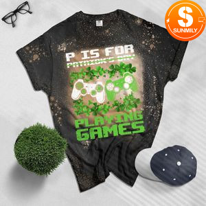 P for playing video St Patricks Day Bleached Shirt