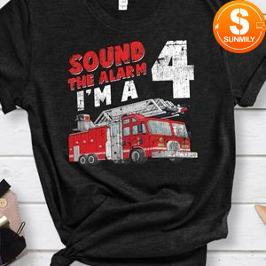 Fire Truck 4th Birthday Boy Shirt