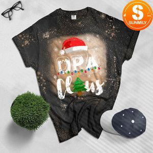 Opa Claus Christmas Lights Bleached T-Shirt
