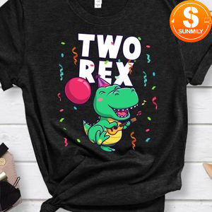 Two Rex 2nd Birthday Boy TRex Dinosaur Party Happy Second Shirt