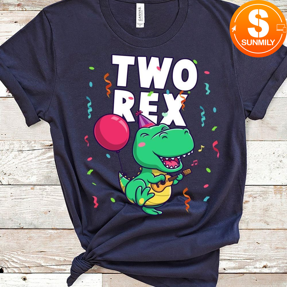 Two Rex 2nd Birthday Boy TRex Dinosaur Party Happy Second Classic Unisex Shirt
