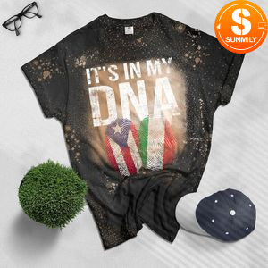 Italian And Puerto Rican DNA Mix Flag Heritage Gift Bleached Shirt