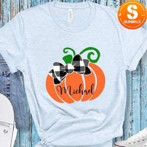 Halloween pumpkin Bow custom name T-Shirt