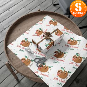 Personalised Sloth Christmas Gift Wrap Customizable