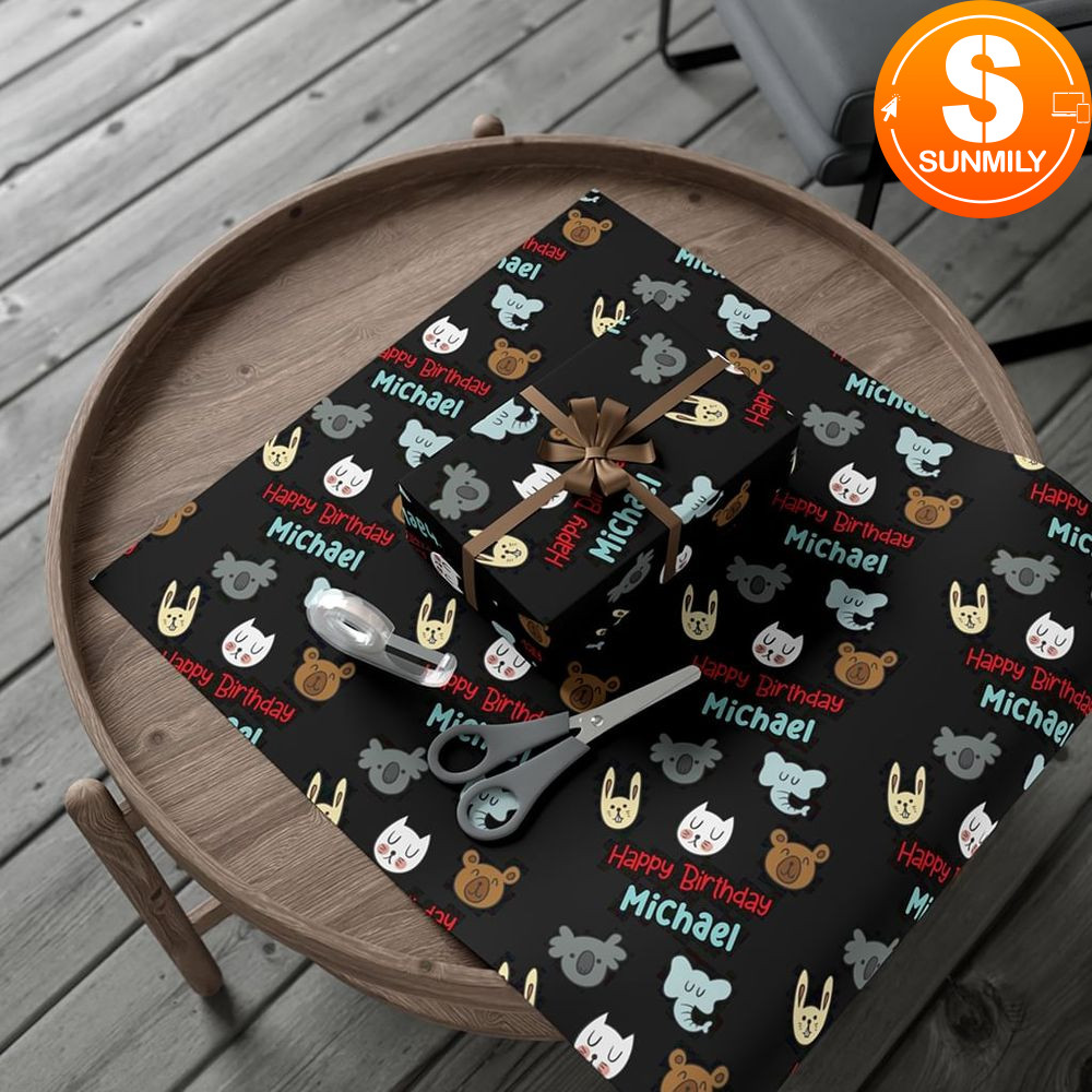 Hygge Happy Birthday Custom Name Gift Wrap Paper